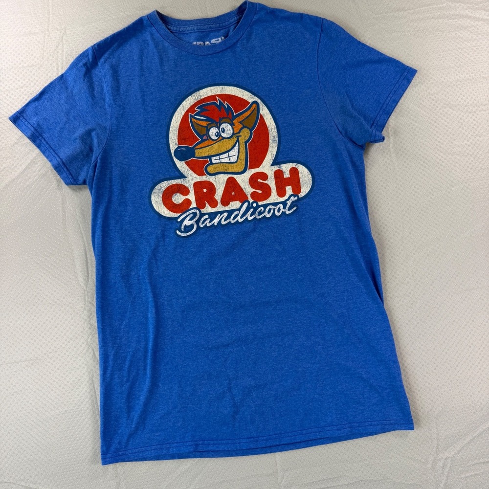 Crash Bandicoot T Shirt Small Blue Video Game Graphic Tee Playstation Activision